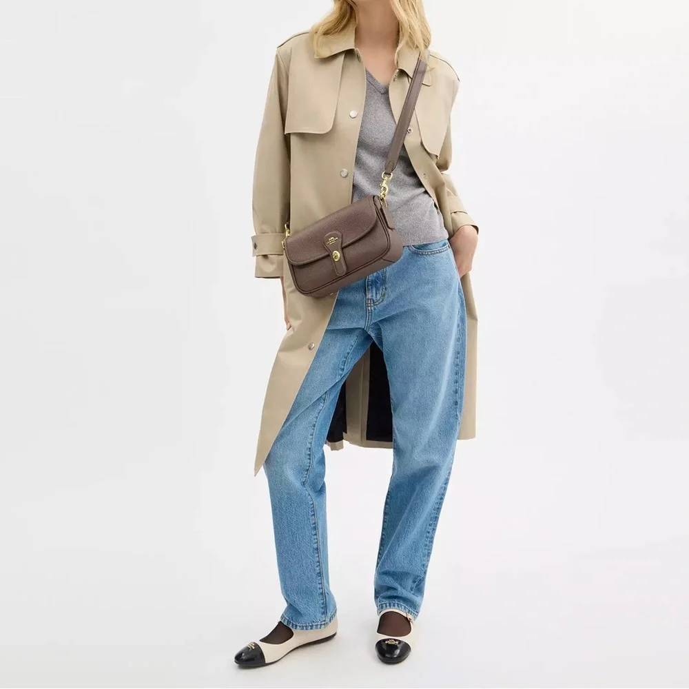 NWT Coach Hadley Shoulder Flap Turnlock Bag Crossbody Leather Dark Stone CY683 - Picture 11 of 11